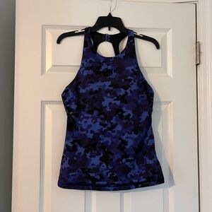 Athleta Womens Multicolor Camo  Maldives Bra Cup Swimwear Tankini Top Sz 40B/C